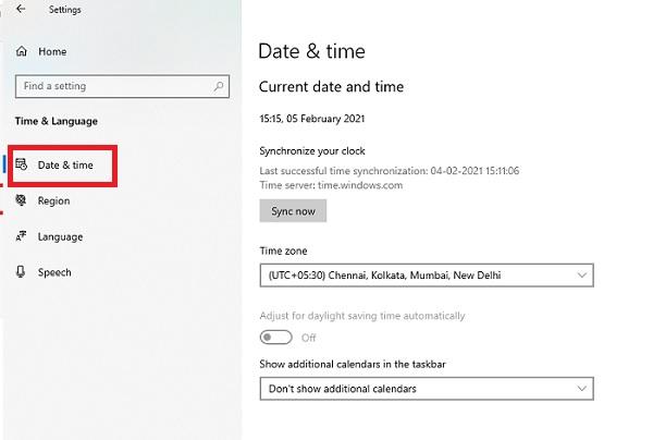 sync the system’s date