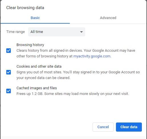 clear your browsing data