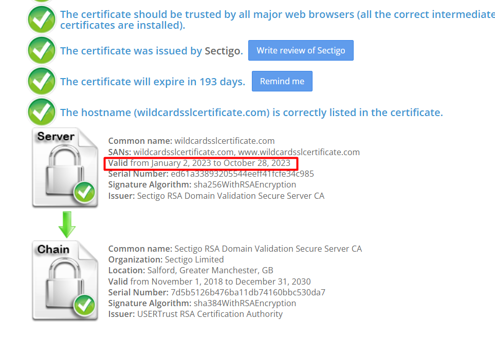 ssl checker result