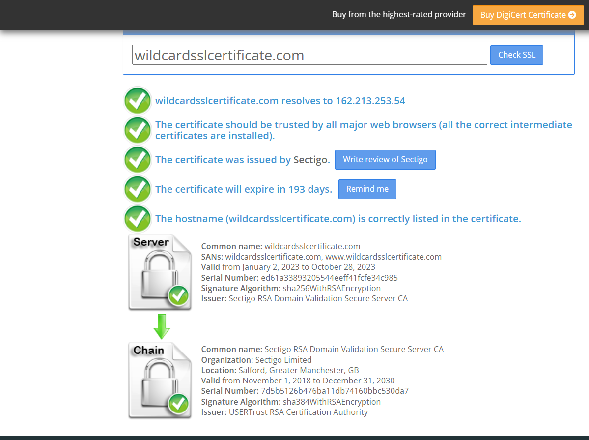 ssl checker final result